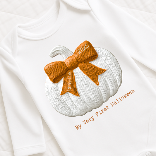 Custom DTF - Embroidered Style Bow Pumpkin